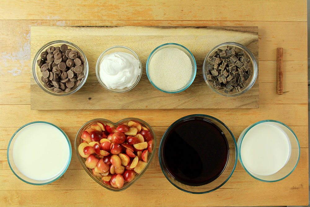 Ingredients for Cherry Hot Chocolate Cocktail Recipe