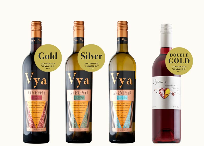 Spring April Vya Wine Club Release 2017 SF Chronicle Wine Competition Medal Winners Elysium Dessert Wine Vya Sweet Vermouth Vya Extra Dry Vermouth Vya Whisper Dry Vermouth