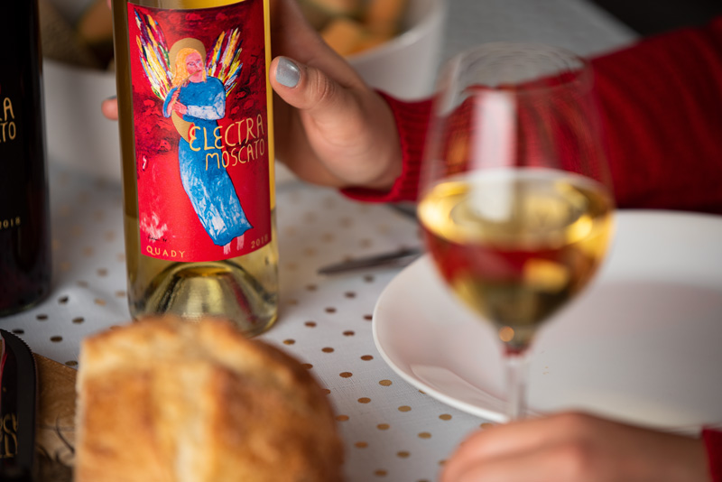 Electra Moscato Wine Label Design Change Dinner Meal Pairing