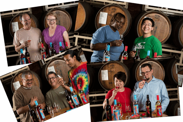A collage of Quady Winery employees