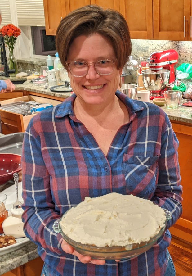 Allie Quady with her banana cream pie
