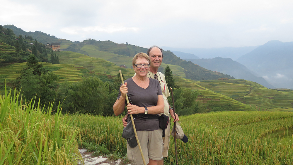 Laurel and Andy hiking in China