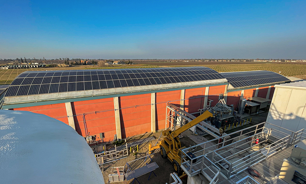 Solar panels on top of Quady Winery