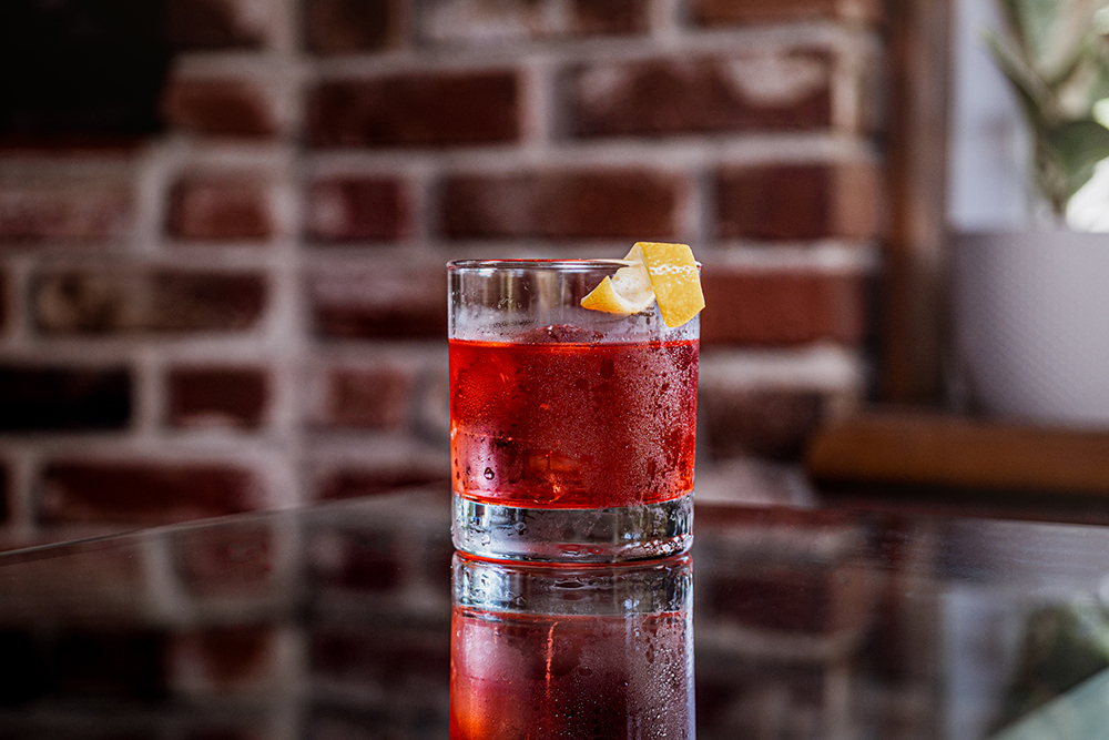 Jalisco Stroll Negroni Riff with a lemon twist