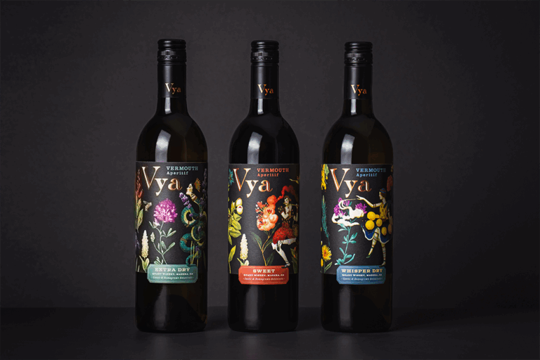 Vya Vermouths on a black background